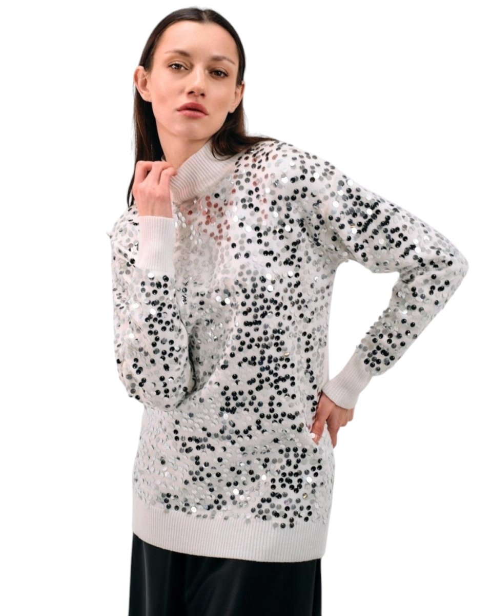 SEQUIN TURTLENECK SWEATER - Nakhle.Ets - Blouse