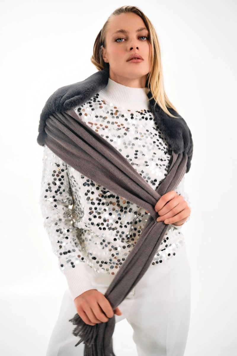 SEQUIN TURTLENECK SWEATER - Nakhle.Ets - Blouse