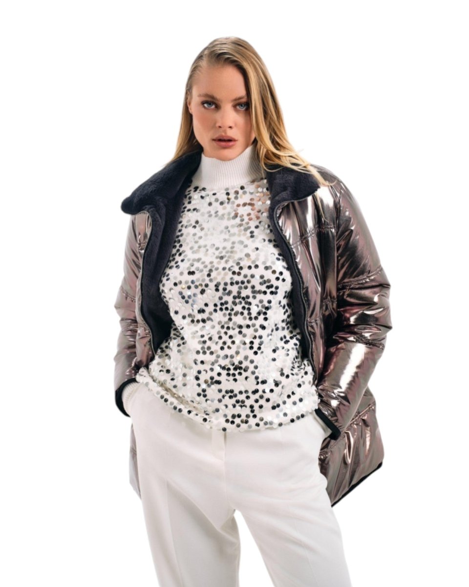 SEQUIN TURTLENECK SWEATER - Nakhle.Ets - Blouse