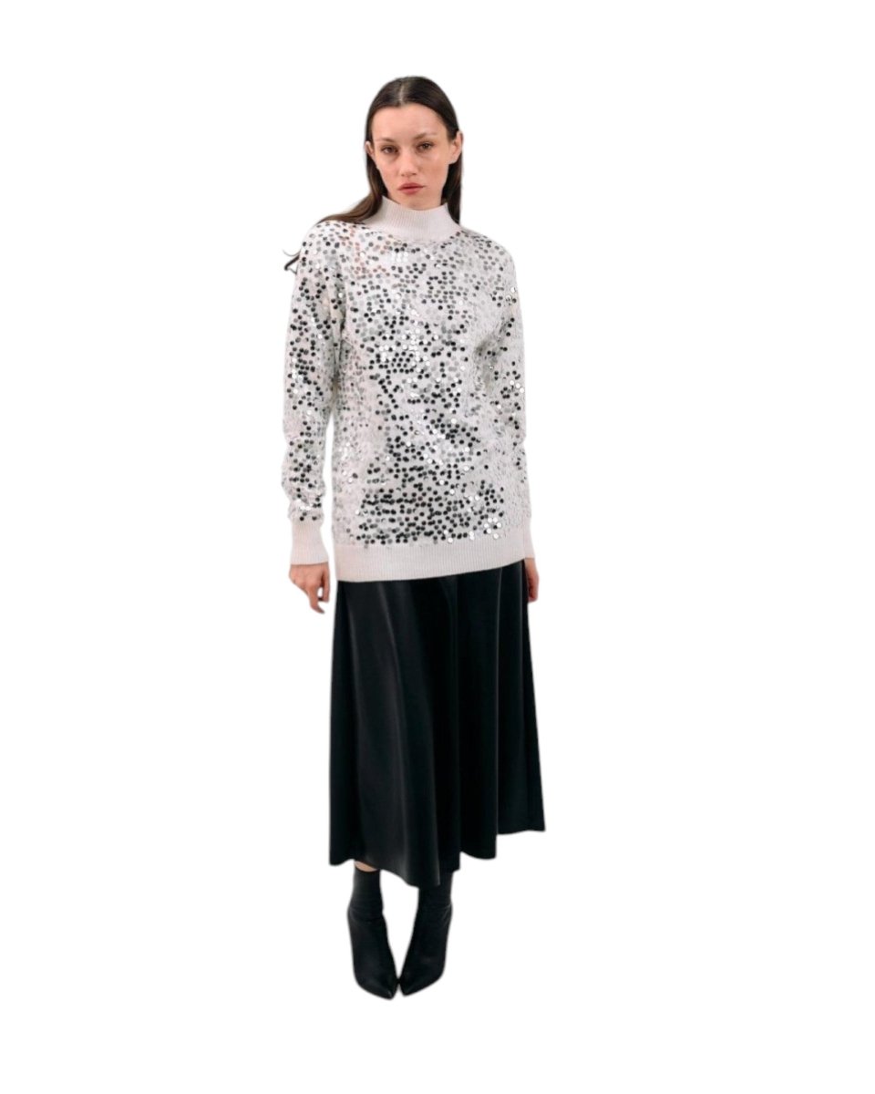 SEQUIN TURTLENECK SWEATER - Nakhle.Ets - Blouse