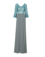SEQUINED ILLUSION EVENING GOWN