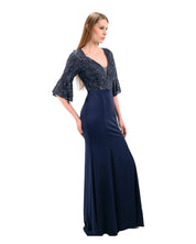 SEQUINED ILLUSION EVENING GOWN