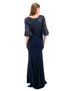 SEQUINED ILLUSION EVENING GOWN