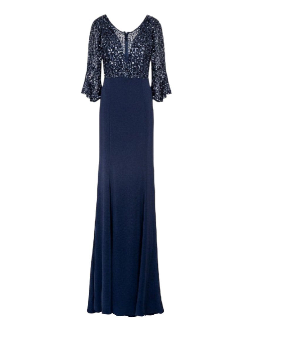 SEQUINED ILLUSION EVENING GOWN
