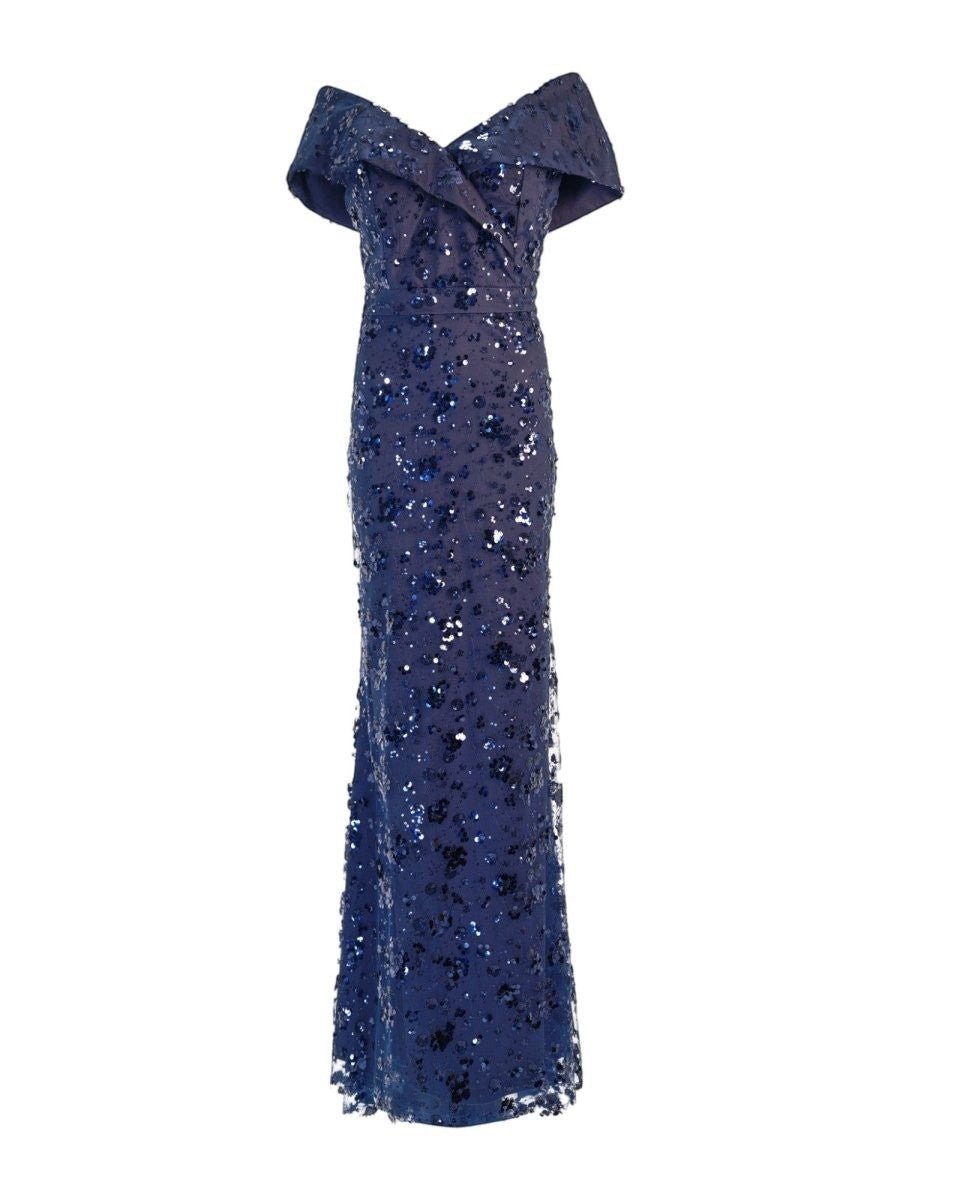 SEQUINED OFF-SHOULDER GOWN