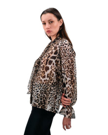 SHEER ANIMAL PRINT BLOUSE