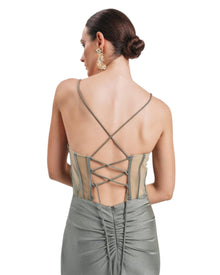 SHIMMER LACE-UP GOWN