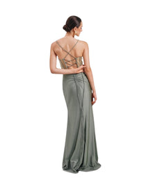 SHIMMER LACE-UP GOWN