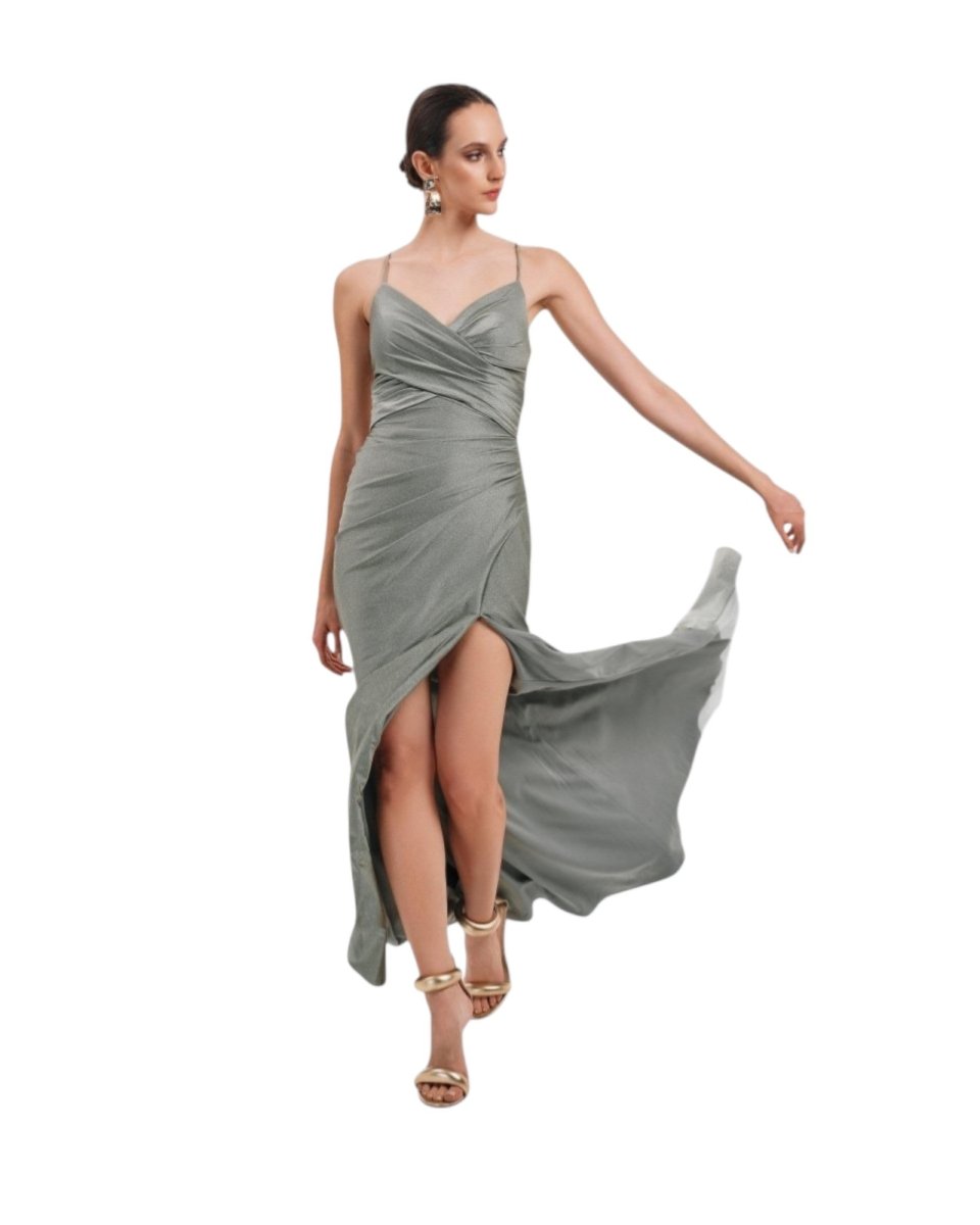 SHIMMER LACE-UP GOWN