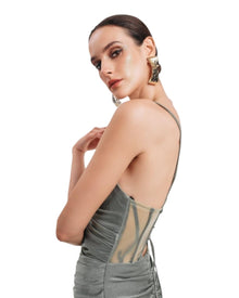SHIMMER LACE-UP GOWN