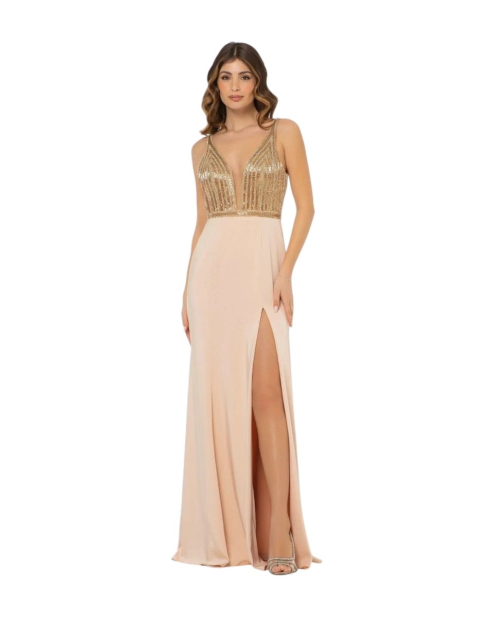 SHIMMER PLUNGE EVENING GOWN - Nakhle.Ets - Dresses