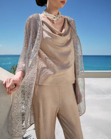 SHIMMERING BUSTIER AND WIDE-LEG PANTS SET