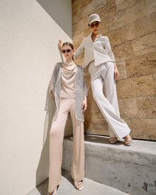 SHIMMERING BUSTIER AND WIDE-LEG PANTS SET