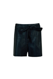 Leather Shorts with Tie-Belt