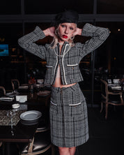 Checked Tweed Jacket and Skirt Suit