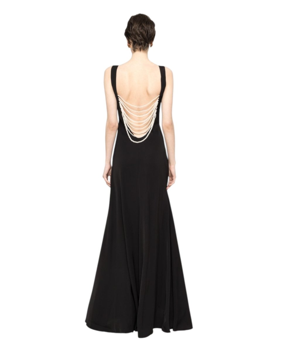 SLEEK MAXI DRESS WITH CRYSTAL BUCKLE - Nakhle.Ets - Dresses