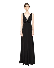 SLEEK MAXI DRESS WITH CRYSTAL BUCKLE