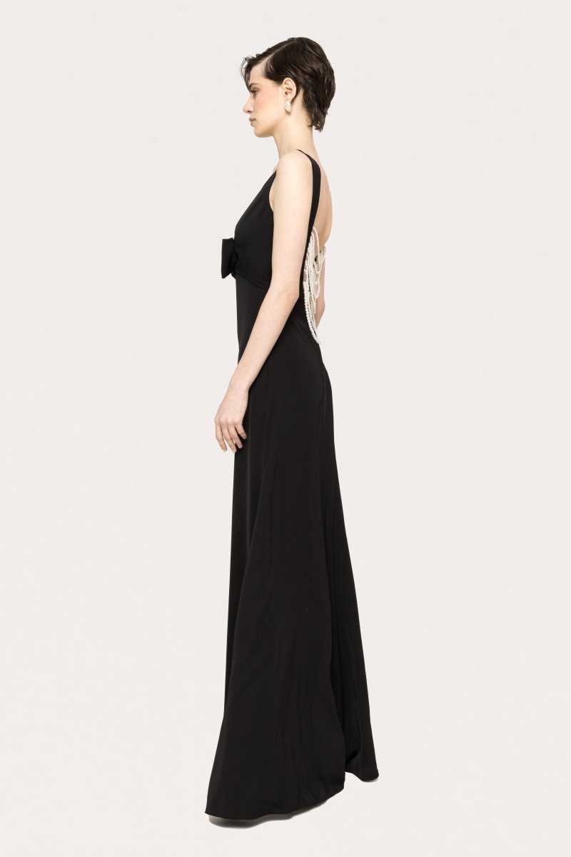 SLEEK MAXI DRESS WITH CRYSTAL BUCKLE - Nakhle.Ets - Dresses