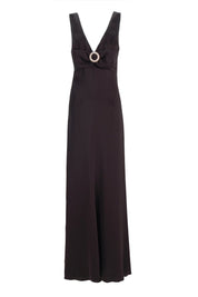 SLEEK MAXI DRESS WITH CRYSTAL BUCKLE - Nakhle.Ets - Dresses