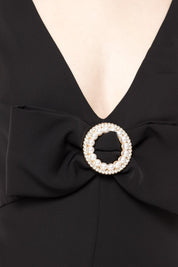 SLEEK MAXI DRESS WITH CRYSTAL BUCKLE - Nakhle.Ets - Dresses