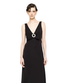 SLEEK MAXI DRESS WITH CRYSTAL BUCKLE