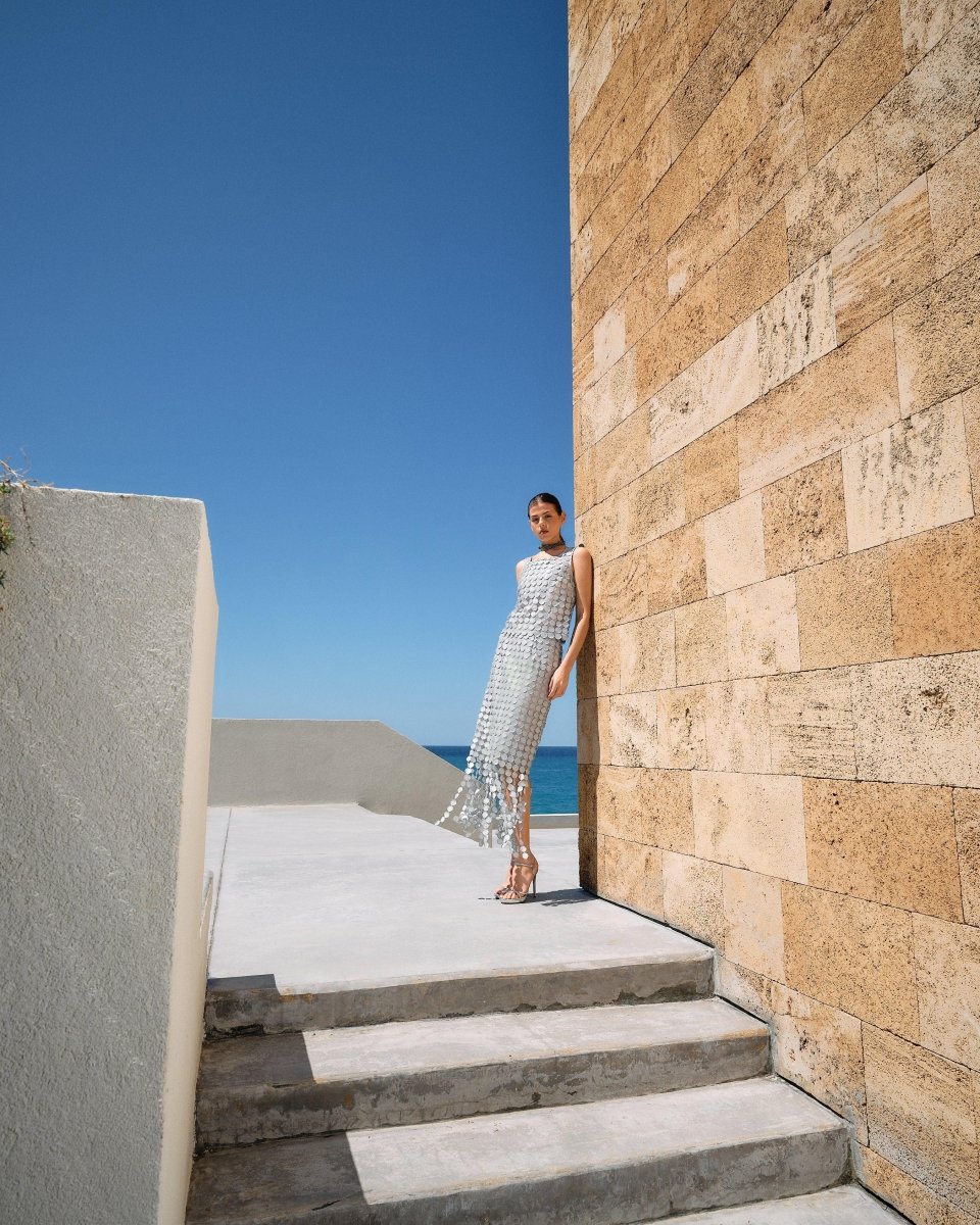 SLEEVELESS TEXTURED TOP & SKIRT SET - Nakhle.Ets - ensemble