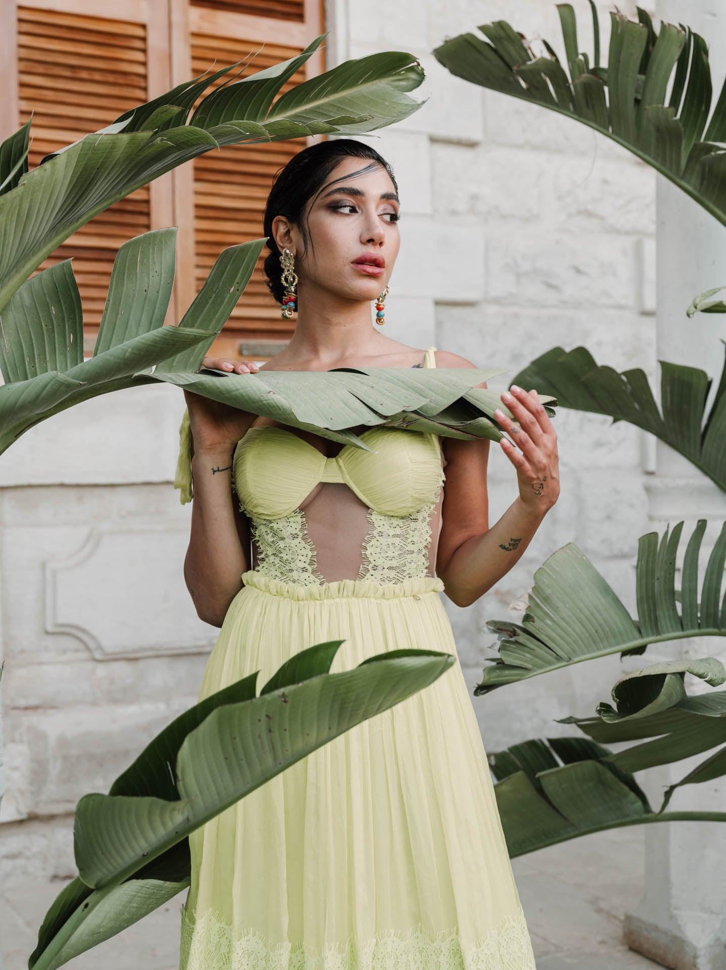 Pistachio Lace Bridal Dress