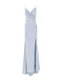 SPARKLE SLIT DRAPED GOWN