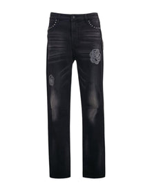 STRAIGHT-LEG EMBELLISHED JEANS