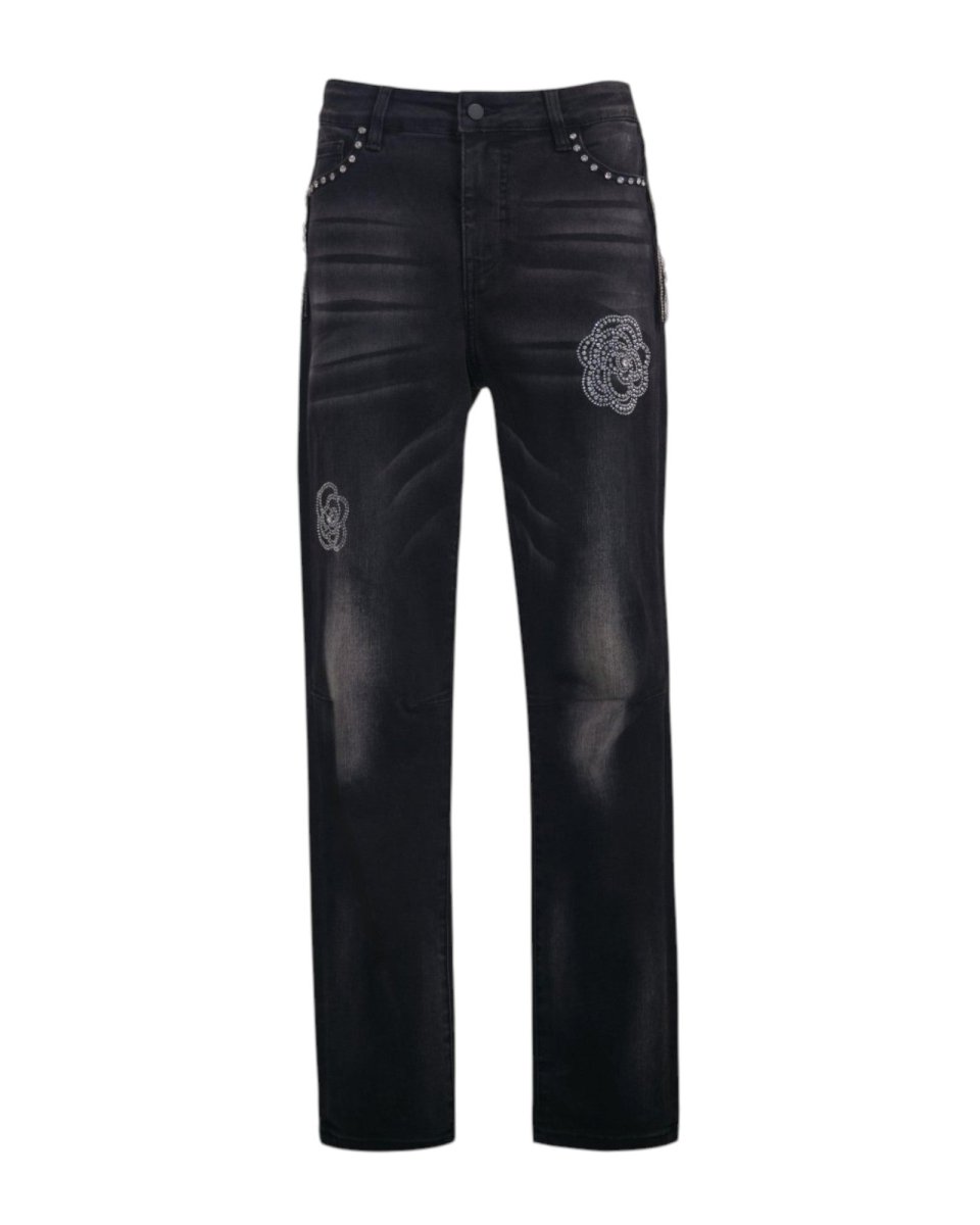 STRAIGHT-LEG EMBELLISHED JEANS