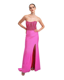 STRAPLESS CORSET LACE GOWN