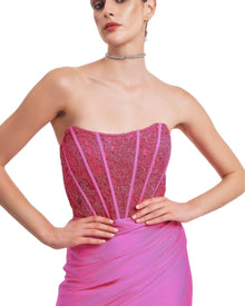 STRAPLESS CORSET LACE GOWN