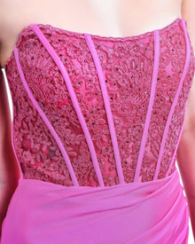 STRAPLESS CORSET LACE GOWN