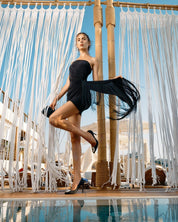 STRAPLESS DRAPED MINI DRESS - Nakhle.Ets - Dresses