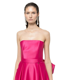 STRAPLESS SATIN GOWN