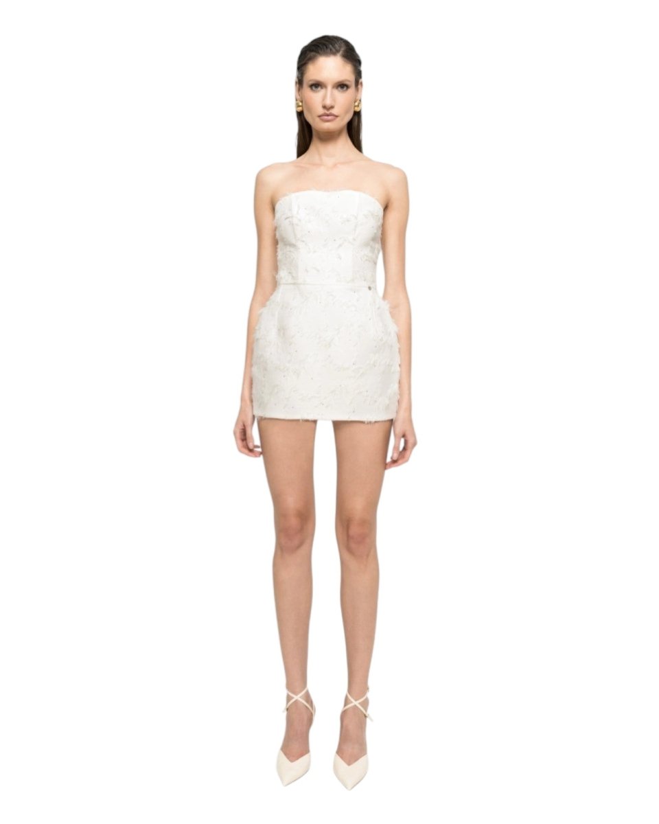STRAPLESS TEXTURED MINI DRESS