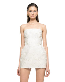 STRAPLESS TEXTURED MINI DRESS