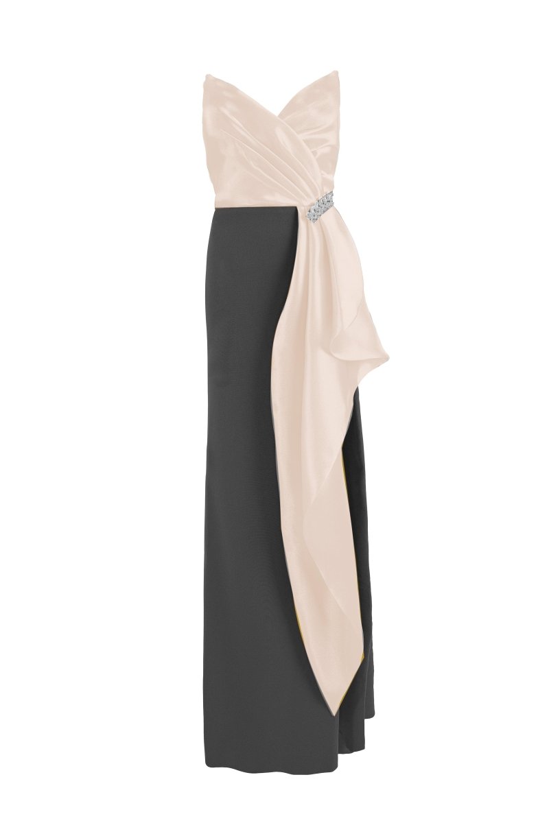 STRUCTURED SATIN BODICE GOWN - Nakhle.Ets - Dresses