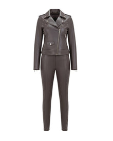 STUDDED FAUX LEATHER TWO-PIECE SET