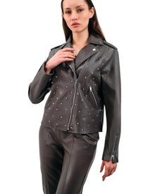 STUDDED FAUX LEATHER TWO-PIECE SET
