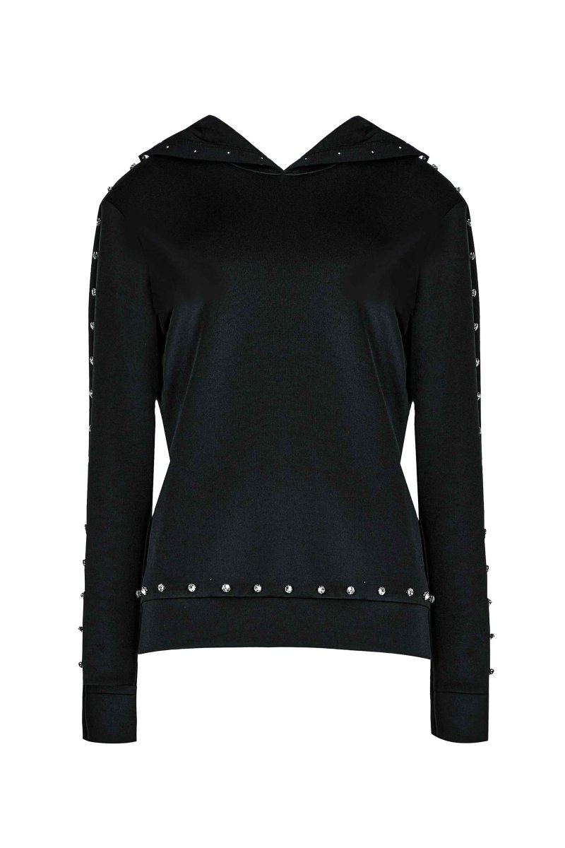 STUDDED HOODED SWEATSHIRT - Nakhle.Ets - Sweaters
