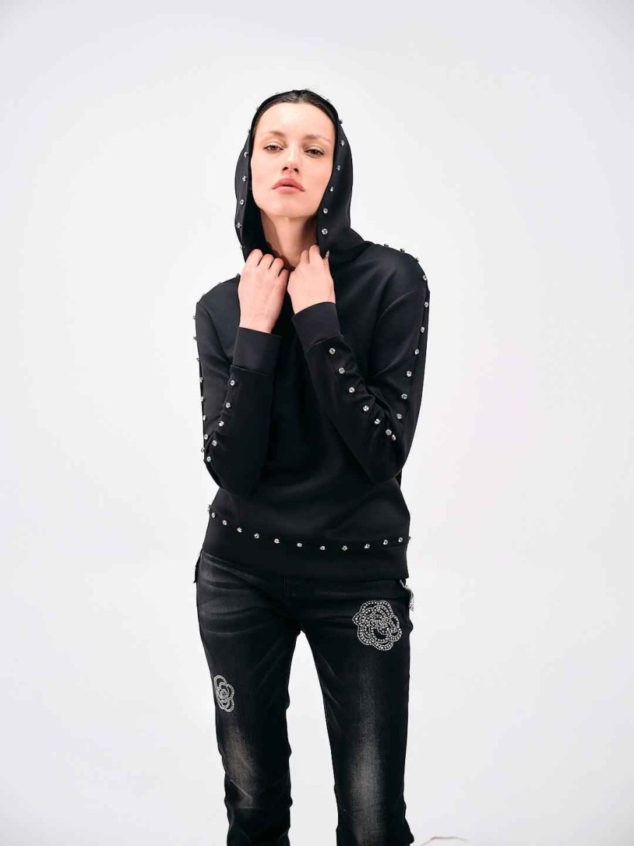 STUDDED HOODED SWEATSHIRT - Nakhle.Ets - Sweaters