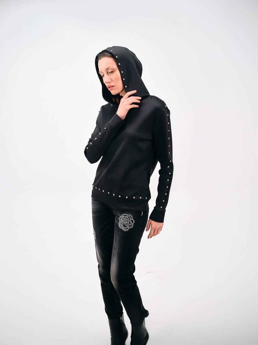 STUDDED HOODED SWEATSHIRT - Nakhle.Ets - Sweaters