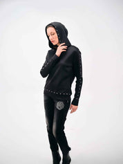 STUDDED HOODED SWEATSHIRT - Nakhle.Ets - Sweaters