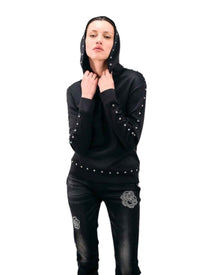 STUDDED HOODED SWEATSHIRT