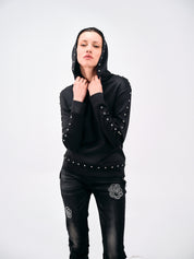 STUDDED HOODED SWEATSHIRT