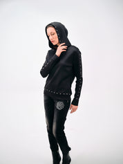 STUDDED HOODED SWEATSHIRT