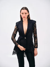 LACE-SLEEVE TAILORED BLAZER