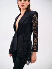 LACE-SLEEVE TAILORED BLAZER