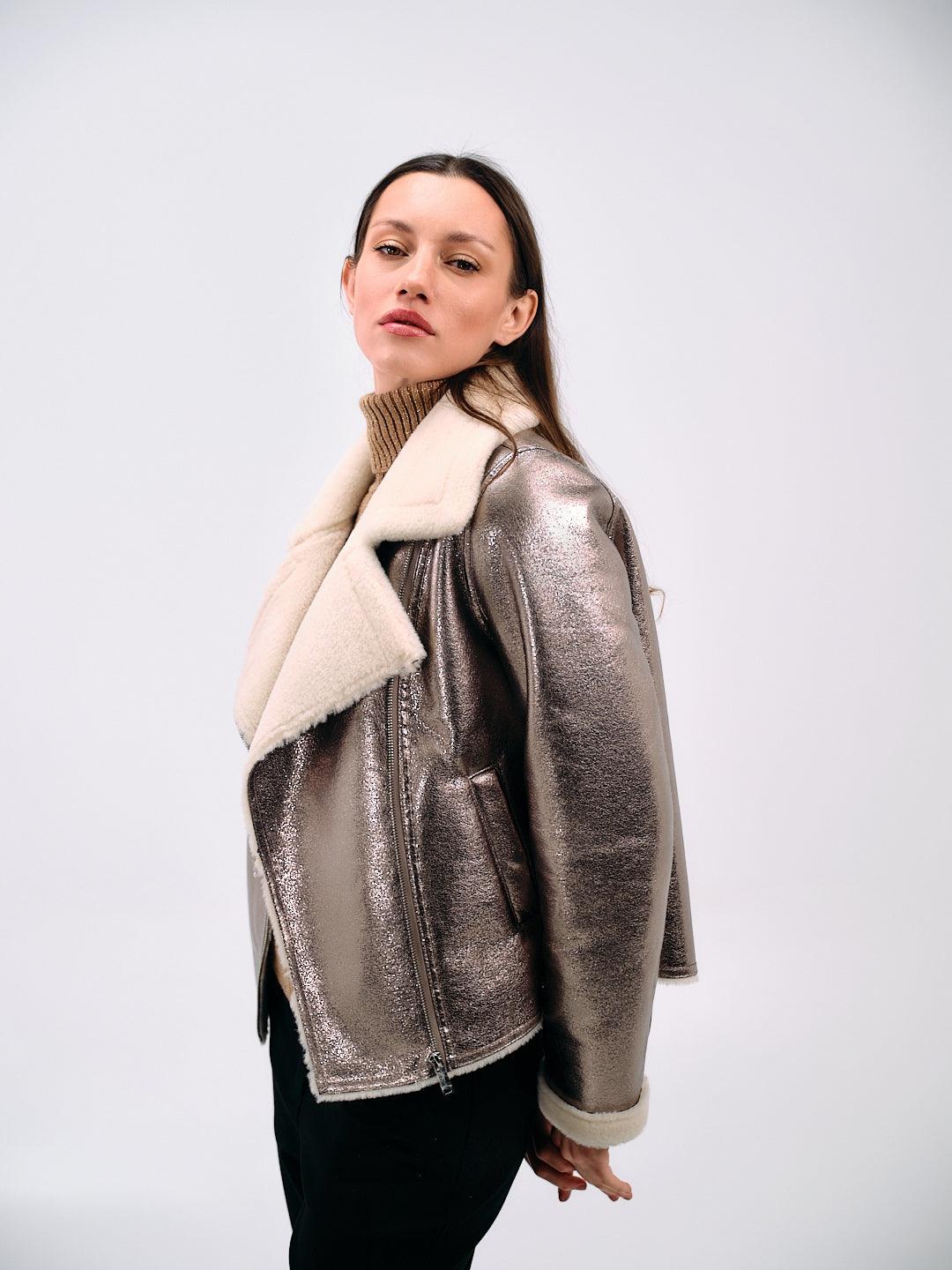 METALLIC SHEARLING JACKET